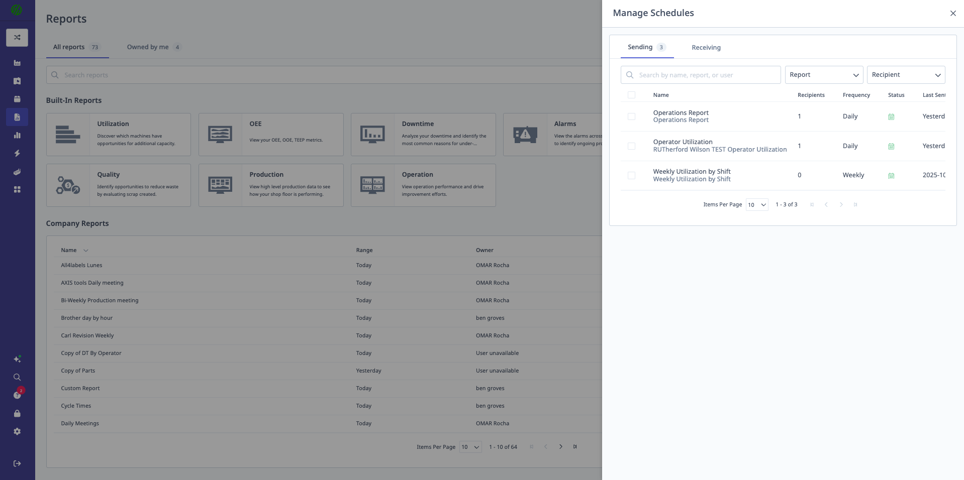 Scheduled Reports configuration