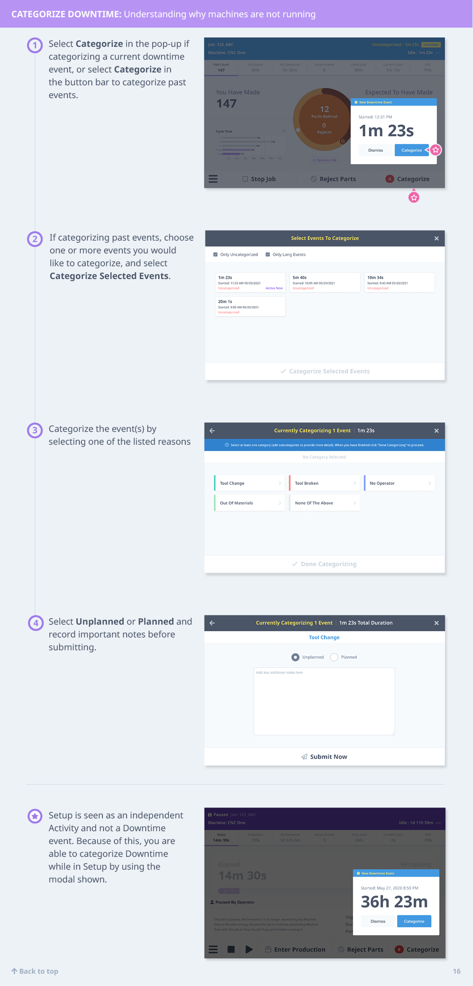 Categorizing Downtime Flow