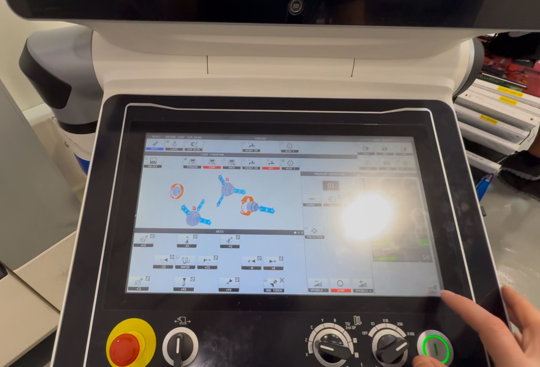 MSX/CELOS machine showing COMM SETNG tab navigation for accessing network settings