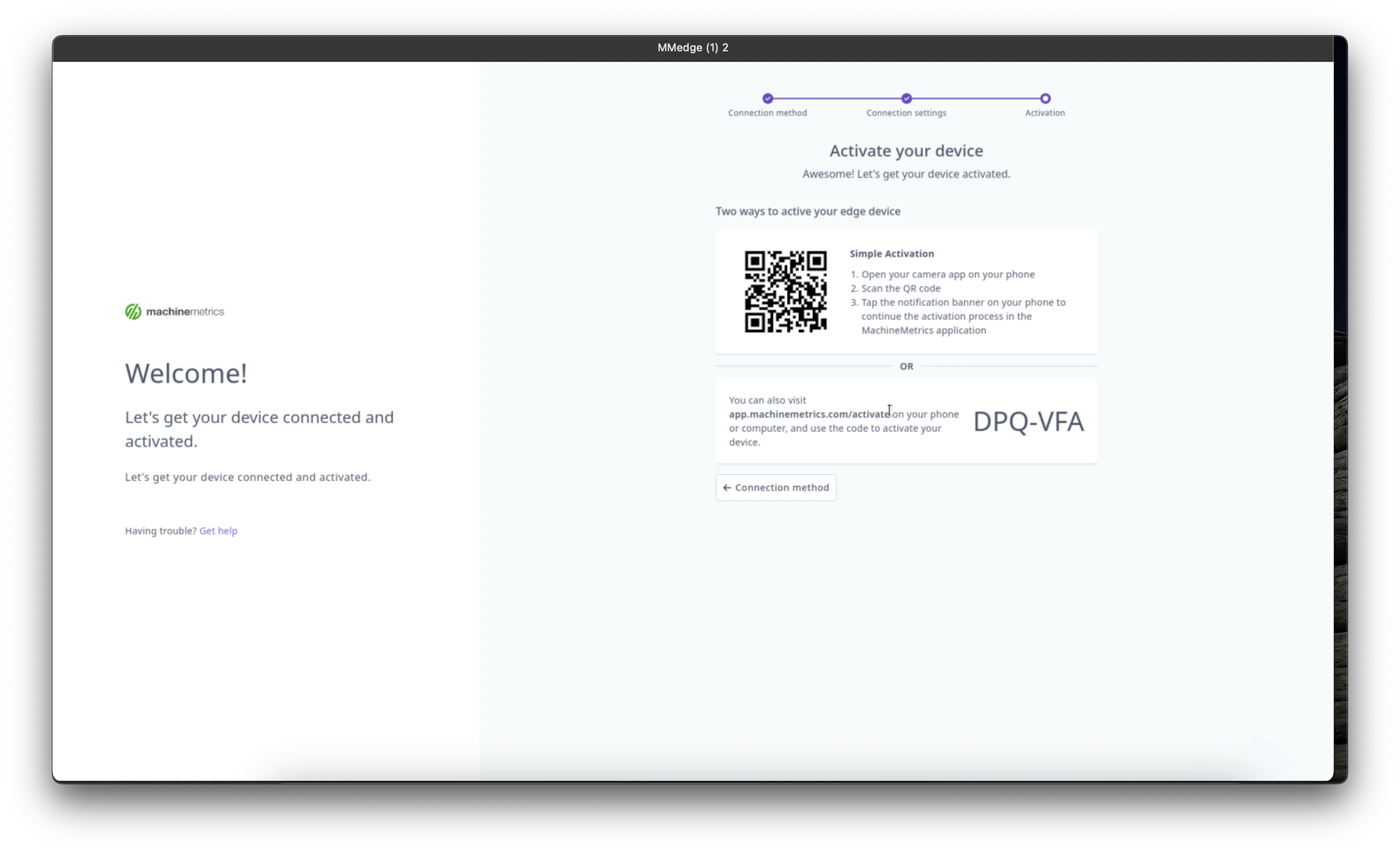 Edge Device Activation Screen