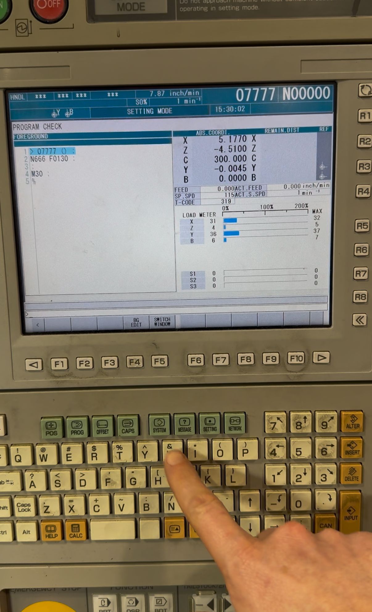 MAPPS control panel — press the SYSTEM hard key to access system settings