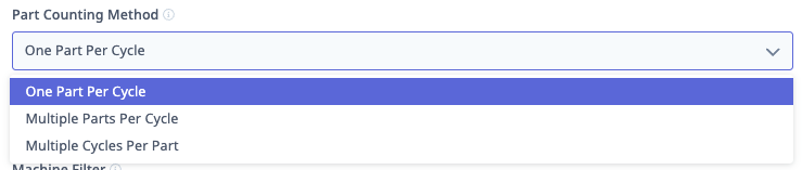 Part Counting Method dropdown showing the three available options